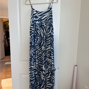 Blue and White Zebra Print Maxi Dress